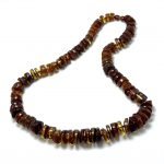Natural cognac color amber necklace, Natūralūs konjako spalvos gintaro karoliai