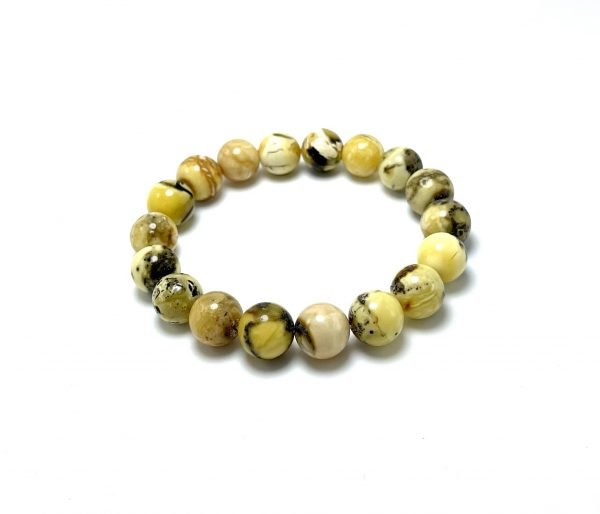 Natūralaus gintaro rutuliukų apyrankė 10 mm,Natural amber round beads stretch bracelet 10 mm