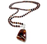 Raudono gintaro rutuliukų karoliai su pakabuku,Red amber round beads necklace with pendant
