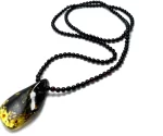 Vyšninio gintaro rutuliukų vėrinys su tamsiu pakabuku,cherry amber round beads necklace with a gradient pendant