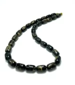 Vyriški juodo gintaro cilindrų formos karoliai,Men's black amber barrel beads necklace