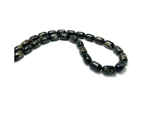 Vyriški juodo gintaro cilindrų formos karoliai,Men's black amber barrel beads necklace