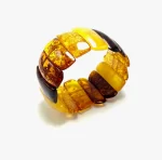 Marga gintarinė stačiakampio formos apyrankė,multicolored amber rectangle beads stretch bracelet