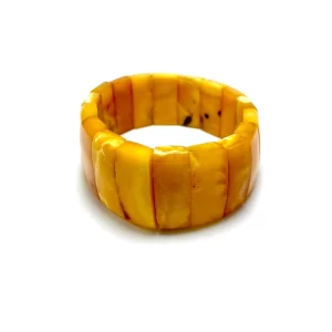 Antikvarinė geltono gintaro stačiakampio formos apyrankė,antique yellow amber rectangle beads stretch bracelet