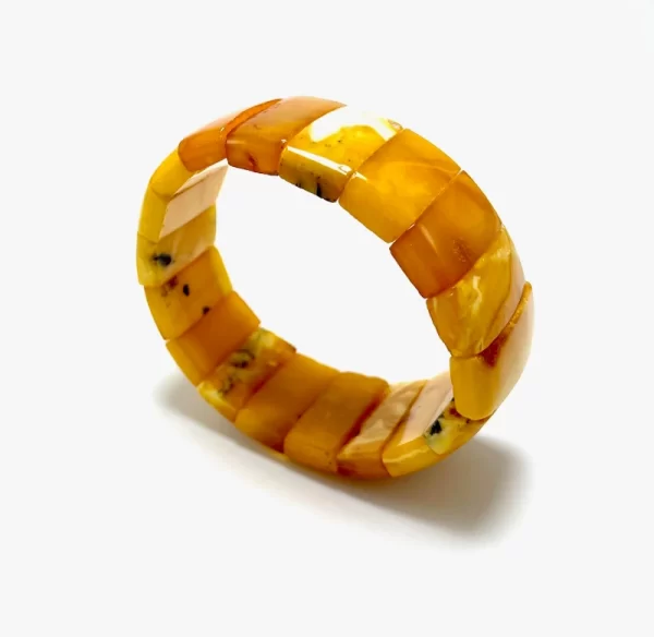 Antikvarinė geltono gintaro stačiakampio formos apyrankė,antique yellow amber rectangle beads stretch bracelet