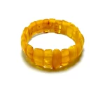 Geltonos spalvos gintarinė stačiakampio formos apyrankė, milky amber rectangle beads stretch bracelet