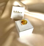 Gintarinis žiedas "Keturlapis dobilas" 2 cm,Amber ring "Four-leaf clover" 2 cm