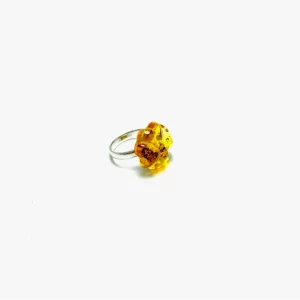 Gintarinis žiedas "Keturlapis dobilas" 2 cm,Amber ring "Four-leaf clover" 2 cm