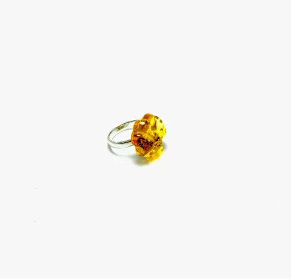 Gintarinis žiedas "Keturlapis dobilas" 2 cm,Amber ring "Four-leaf clover" 2 cm