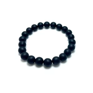 Juodo gintaro apvalių rutuliukų apyrankė 10 mm, Black amber round beads stretch bracelet 10 mm