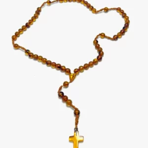 Krikščioniškas gintaro rožinis - medaus spalva,Christian amber rosary - honey color