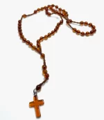 Krikščioniškas gintaro rožinis - konjako spalva,Cognac amber round beads Christian rosary