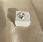 Apvalaus gintaro reguliuojamas žiedas 10 mm,Round amber bead adjustable ring 10 mm