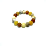 Įvairiaspalvė neblizgaus gintaro rutuliukų formos apyrankė, Unpolished multicolored amber round beads stretch bracelet