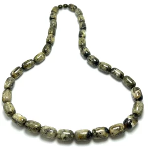 Vyriški rudo gintaro cilindrų formos karoliai;Men's brown amber barrel beads necklace