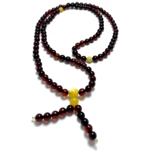 Budistų vyšninio gintaro rožinis Mala 5 mm,Cherry amber round beads Buddhist Mala 5 mm