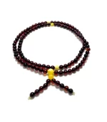 Budistų vyšninio gintaro rožinis Mala 5 mm,Cherry amber round beads Buddhist Mala 5 mm