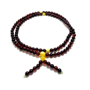 Budistų vyšninio gintaro rožinis Mala 5 mm,Cherry amber round beads Buddhist Mala 5 mm