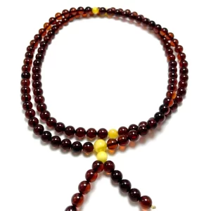 Budistų vyšninio gintaro rožinis Mala 7 mm,Cherry amber round beads Buddhist Mala 7 mm