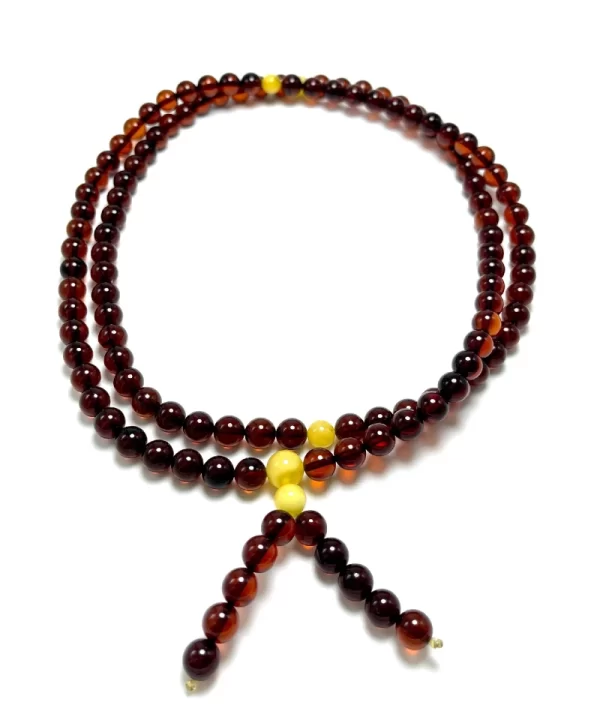 Budistų vyšninio gintaro rožinis Mala 7 mm,Cherry amber round beads Buddhist Mala 7 mm