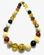 Margi apvalaus gintaro rutuliukų karoliai 13-23 mm, Multi-color Baltic amber round beads necklace 13-23 mm