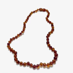 Paauglių gintaro karoliai - konjako spalvos baroko formos šaratėliai,Teenagers amber necklace - cognac color baroque beads