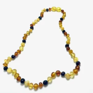 Paauglių gintaro karoliai - įvairiaspalviai baroko formos šaratėliai,Teenagers amber necklace - multicolored baroque beads