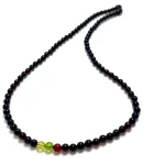 Vyšninio gintaro rutuliukų karoliai 5 mm su Lietuvos vėliava, Cherry amber round beads necklace 5 mm with Lithuanian flag