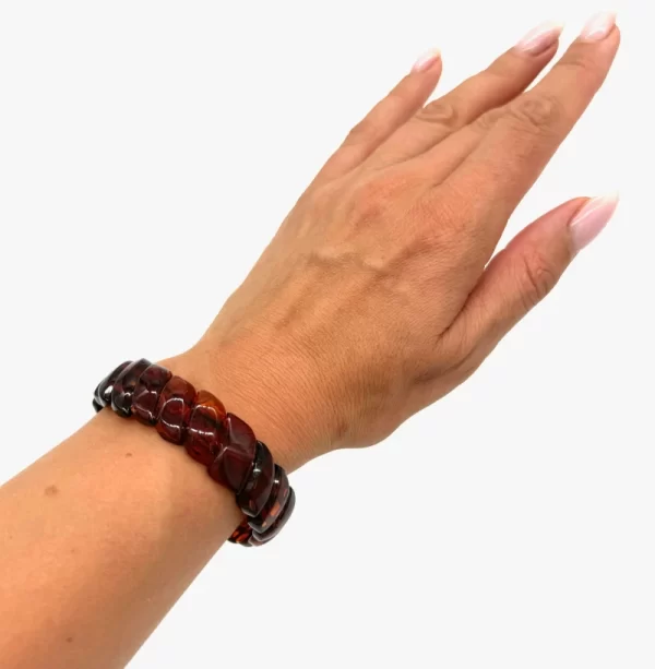 Tamsaus konjako Baltijos gintaro apyrankė "Šypsenėlė", Dark cognac Baltic amber bracelet "Smiley"