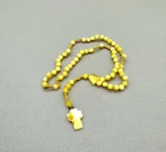 Krikščioniškas gintaro rožinis - geltona spalva, Christian amber rosary - natural milky color