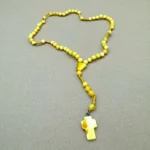 Krikščioniškas gintaro rožinis - geltona spalva, Christian amber rosary - natural milky color