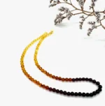 Vaivorykštės spalvų gintaro rutuliukų karoliai 5 mm, Gradient amber round beads necklace 5 mm
