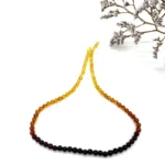 Vaivorykštės spalvų gintaro rutuliukų karoliai 5 mm, Gradient amber round beads necklace 5 mm