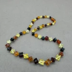Masažiniai margo gintaro karoliai, Massage multicolored amber necklace