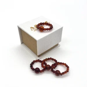 Masažinis gintaro žiedas konjako spalva, Amber massage ring in cognac color