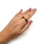 Masažinis gintaro žiedas baroko formos margas, Massage amber ring in baroque shape multicoloured