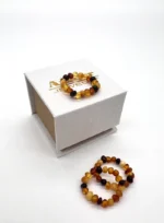 Masažinis gintaro žiedas baroko formos margas, Massage amber ring in baroque shape multicoloured