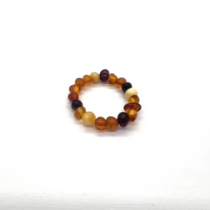 Masažinis gintaro žiedas baroko formos margas, Massage amber ring in baroque shape multicoloured