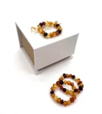 Masažinis gintaro žiedas baroko formos margas, Massage amber ring in baroque shape multicoloured