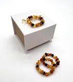 Masažinis gintaro žiedas baroko formos margas, Massage amber ring in baroque shape multicoloured