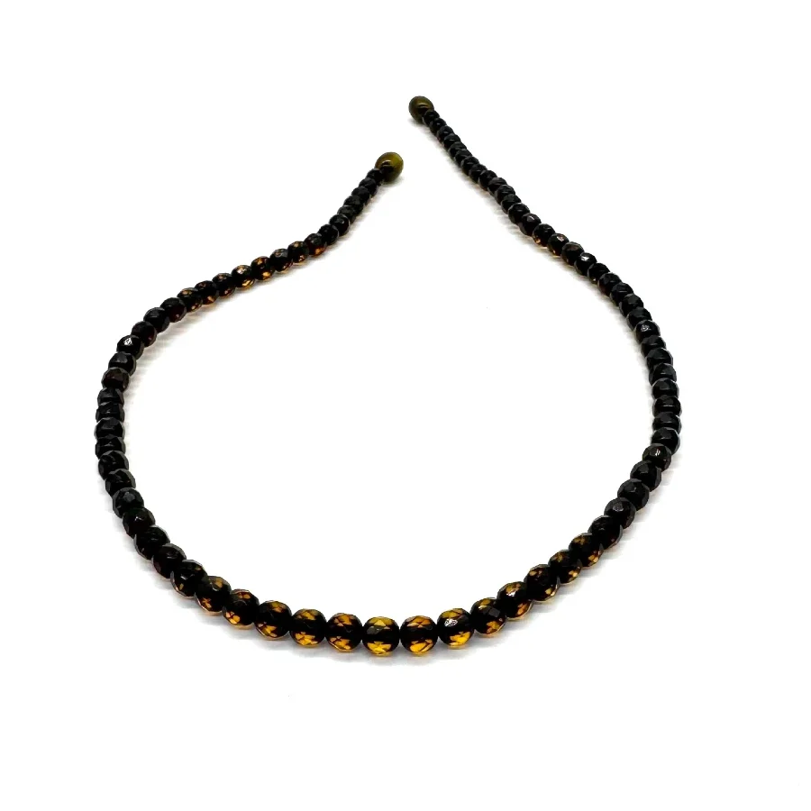 Dviejų atspalvių deimantinio šlifavimo gintaro karoliai 5mm, Two shade diamond cut amber necklace 5mm