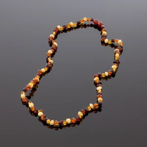 Gintaro karoliai - margi baroko formos šaratėliai, Adult amber necklace - multicolored baroque beads
