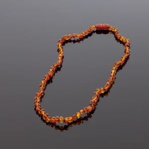 Gintaro karoliai - konjako spalvos baroko formos šaratėliai, Adult amber necklace - cognac baroque beads