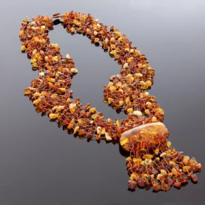 Masyvūs šiltų atspalvių gintaro karoliai, Massive warm shades amber necklace