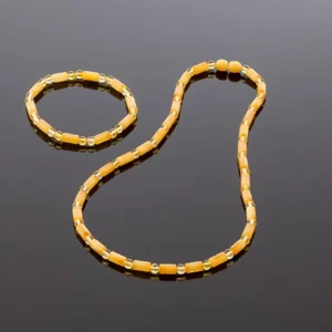 Prabangūs geltono gintaro karoliai, Luxurious yellow amber necklace