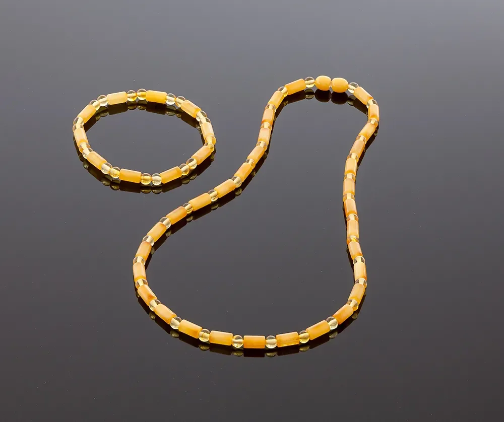 Prabangūs geltono gintaro karoliai, Luxurious yellow amber necklace