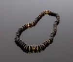 Spindintys deimantinio šlifavimo karoliai, Shiny faceted amber necklace