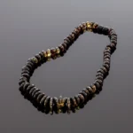 Spindintys deimantinio šlifavimo karoliai, Shiny faceted amber necklace
