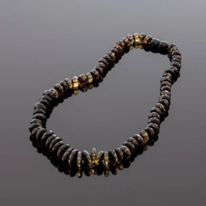 Spindintys deimantinio šlifavimo karoliai, Shiny faceted amber necklace