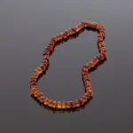 Ryškaus konjako deimantinio šlifavimo karoliai, Faceted bright cognac amber necklace